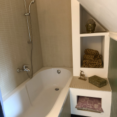 Badezimmer mit Badewanne möblierte Wohnung Offenbach